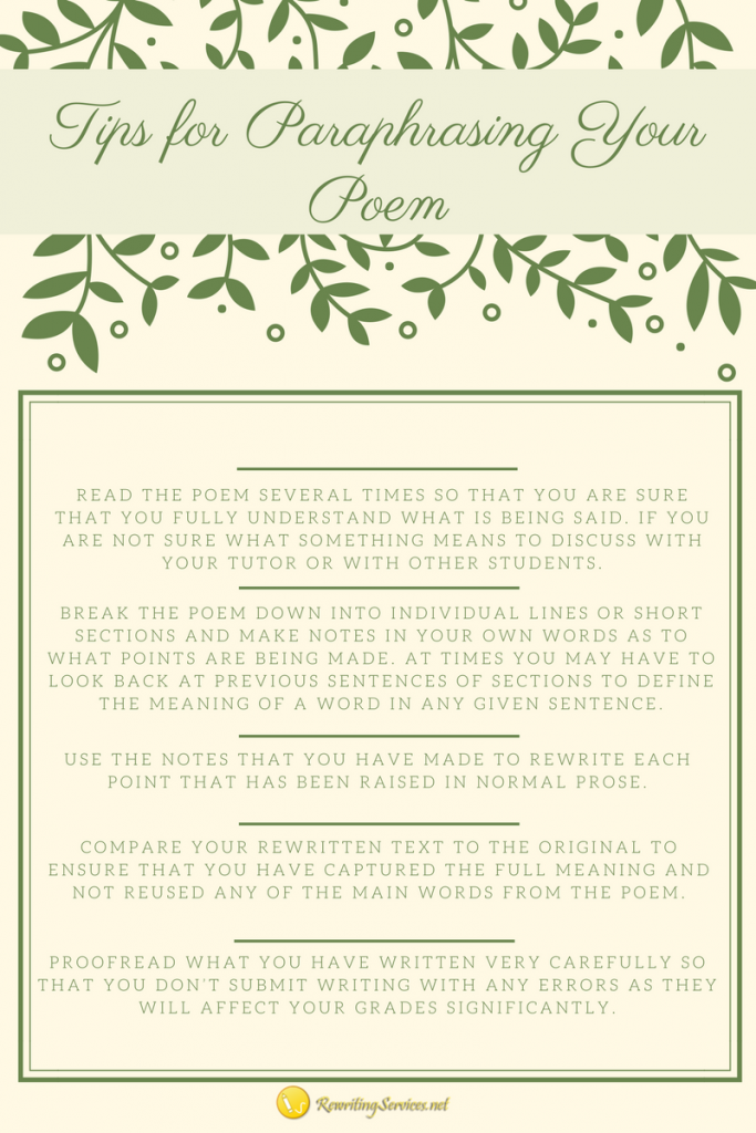 How to paraphrase a poem by stanza image